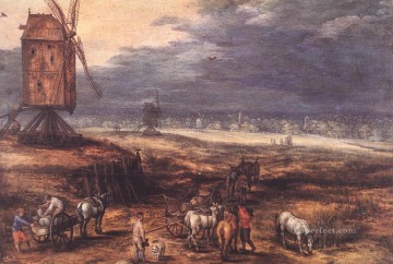 風車のある風景 フランドルのヤン・ブリューゲル長老 Oil Paintings